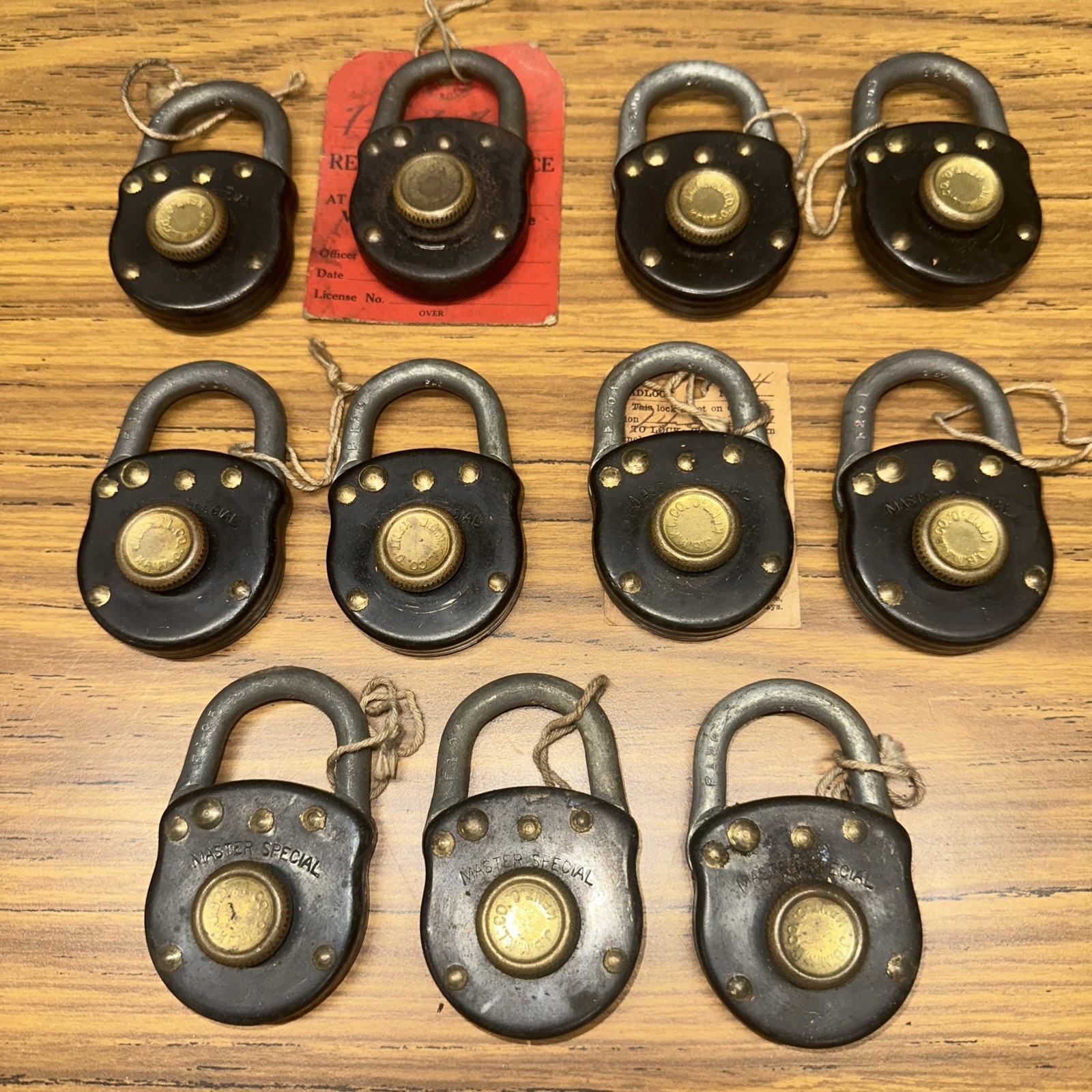 J.B.M.K.L. Co Kent Ohio Combination Padlock Lock Antique Vtg Rare Lot Of 11