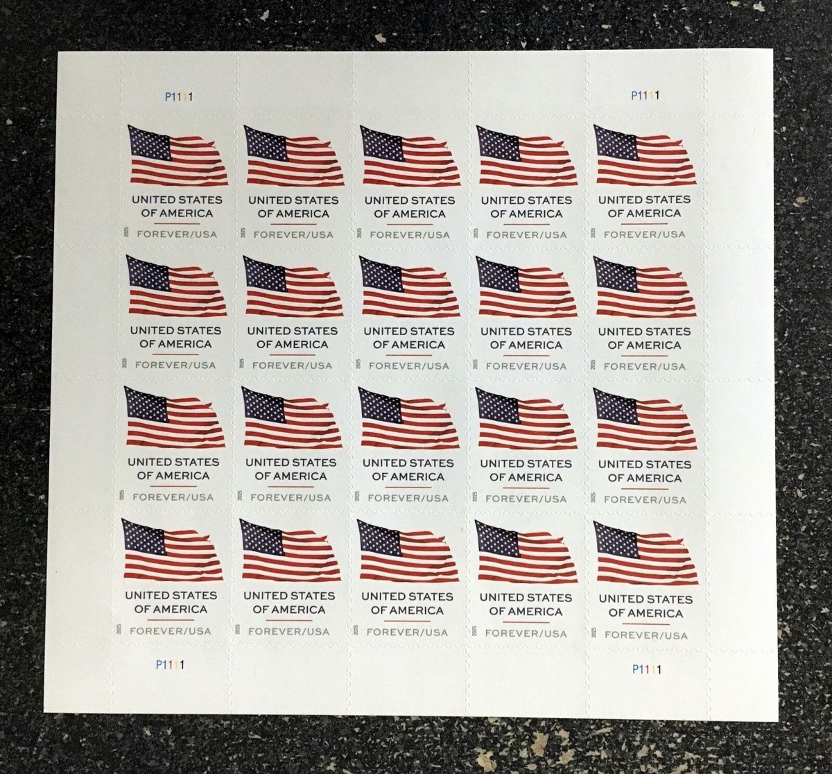 2025 USPS U.S. FLAG SHEET OF 20 FIRST CLASS LETTER STAMPS 2025 USPS U.S. FLAG SHEET OF 20 FIRST CLASS LETTER STAMPS