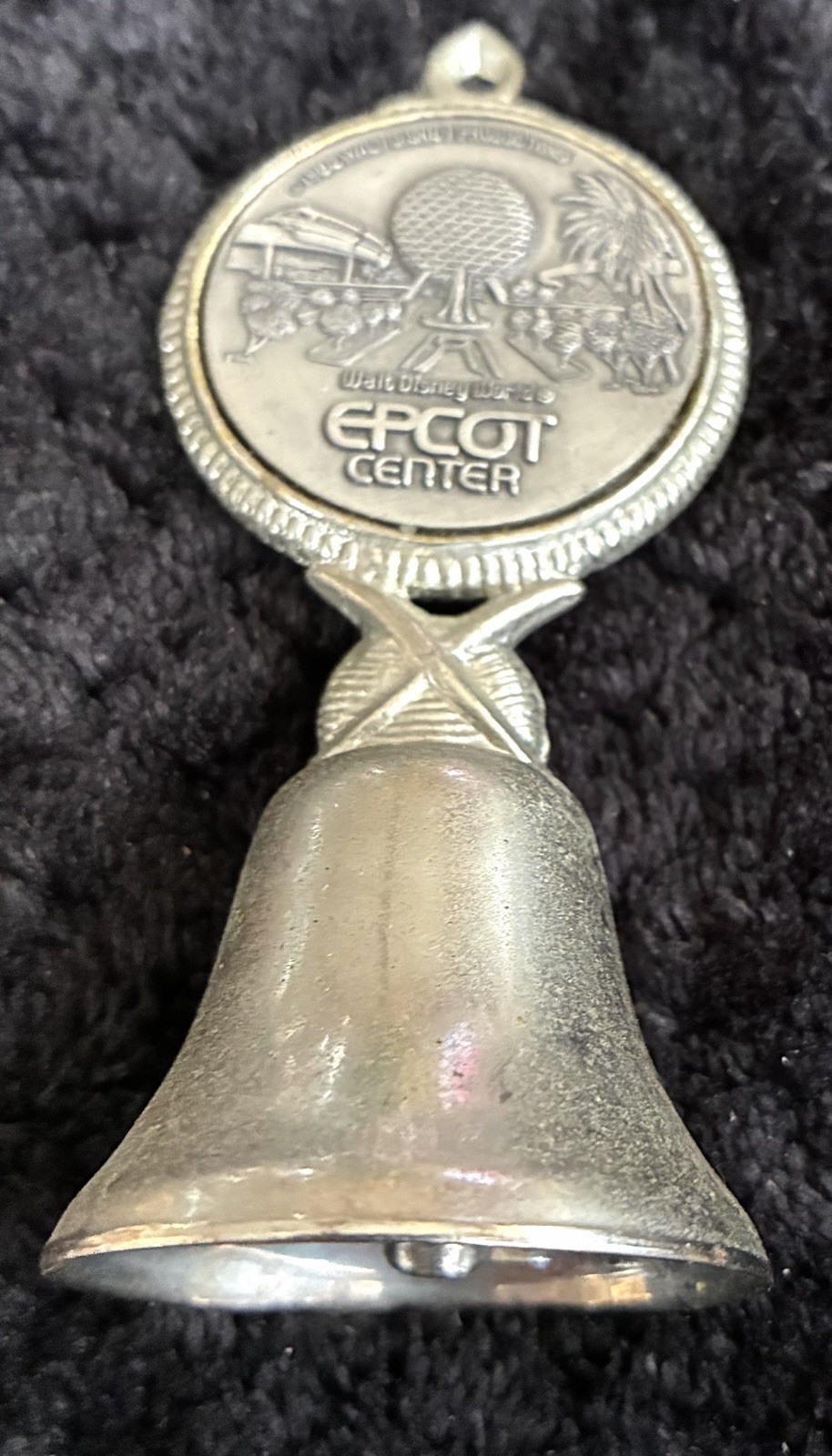 Spaceship Earth Disney World Epcot Center 1982 Pewter Bell Vtg Souvenir Mickey
