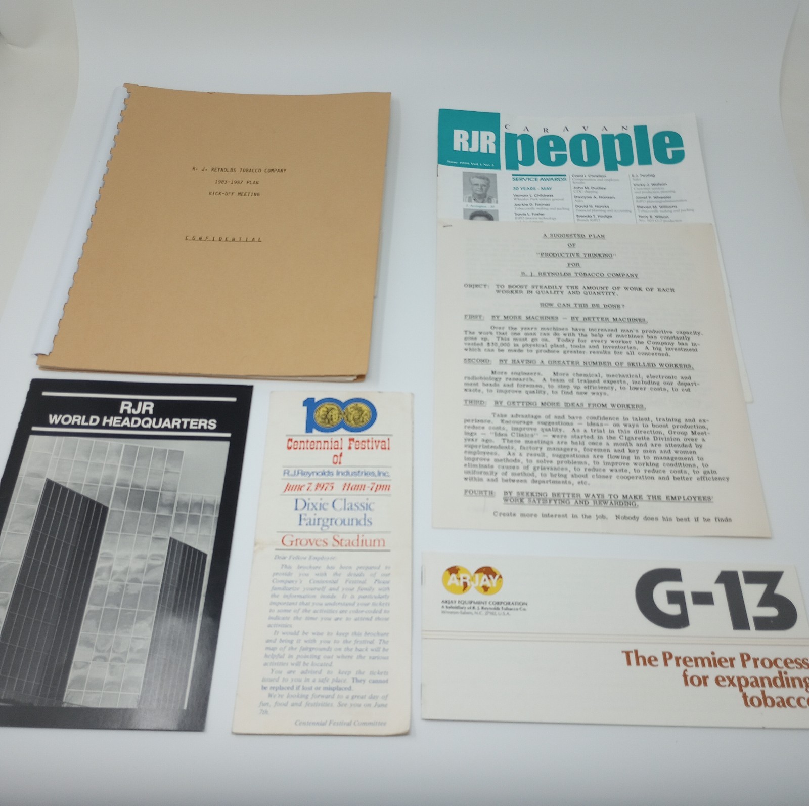 Vintage RJ Reynolds RJR Documents 83-87 Plan, 1950 Whittaker Signed Doc, & More