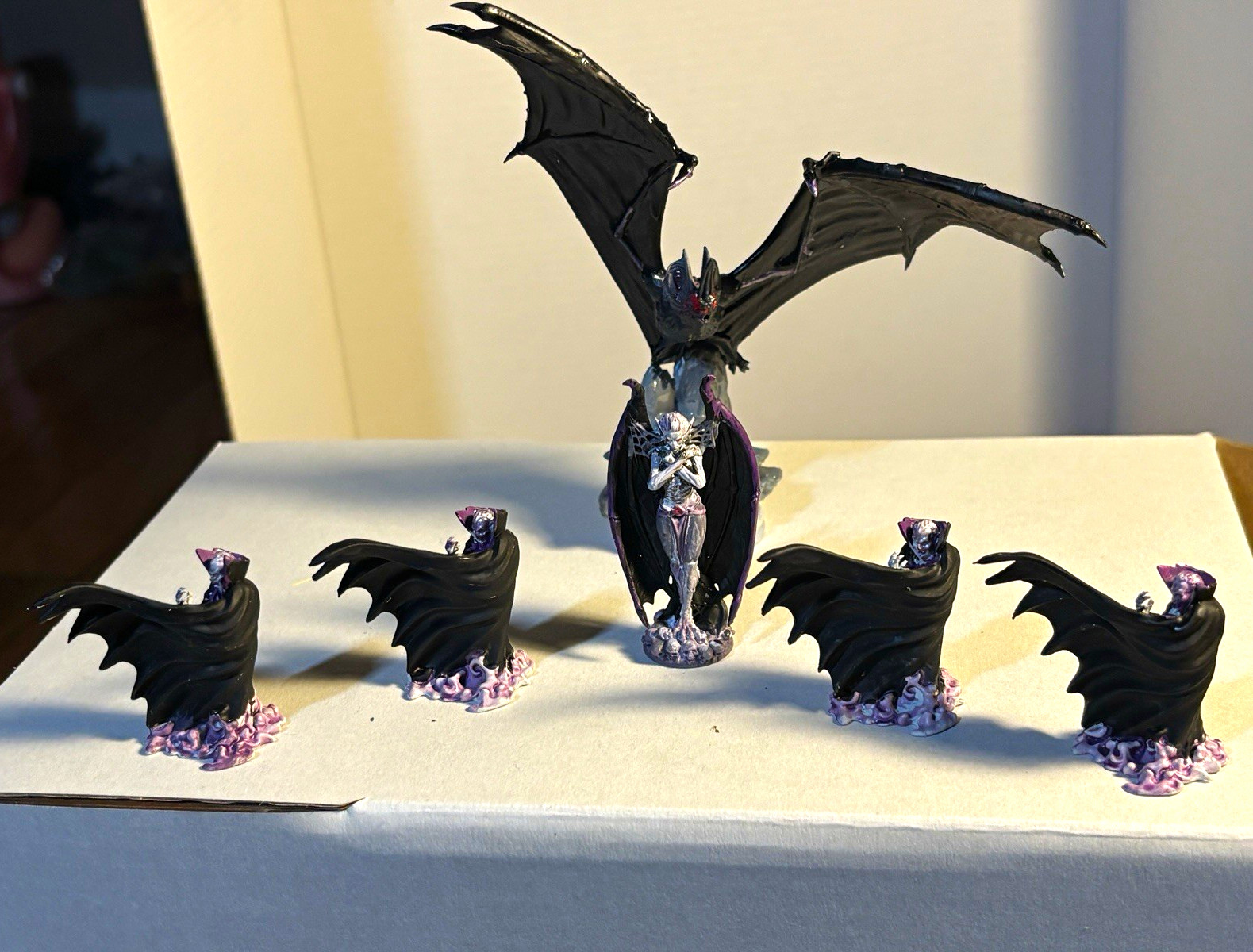 Hand Painted Succubus Vampire Encounter Set Giant Bat 6pc D&D Fantasy Miniatures