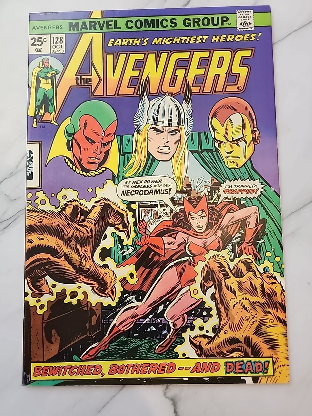 Avengers #128 Marvel Comics 1974 Agatha Harkness Trains Scarlett Witch Avengers #128 Marvel Comics 1974 Agatha Harkness Trains Scarlett Witch