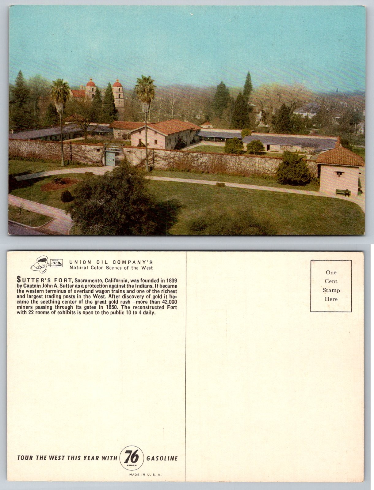 Sutter\'s Fort Sacramento California Union Oil Company Postcard