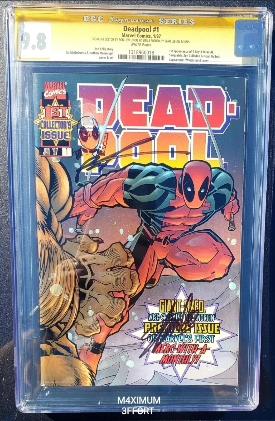 DEADPOOL #1 SIGNED STAN LEE AND ROB LEIFIELD CGC 9.8