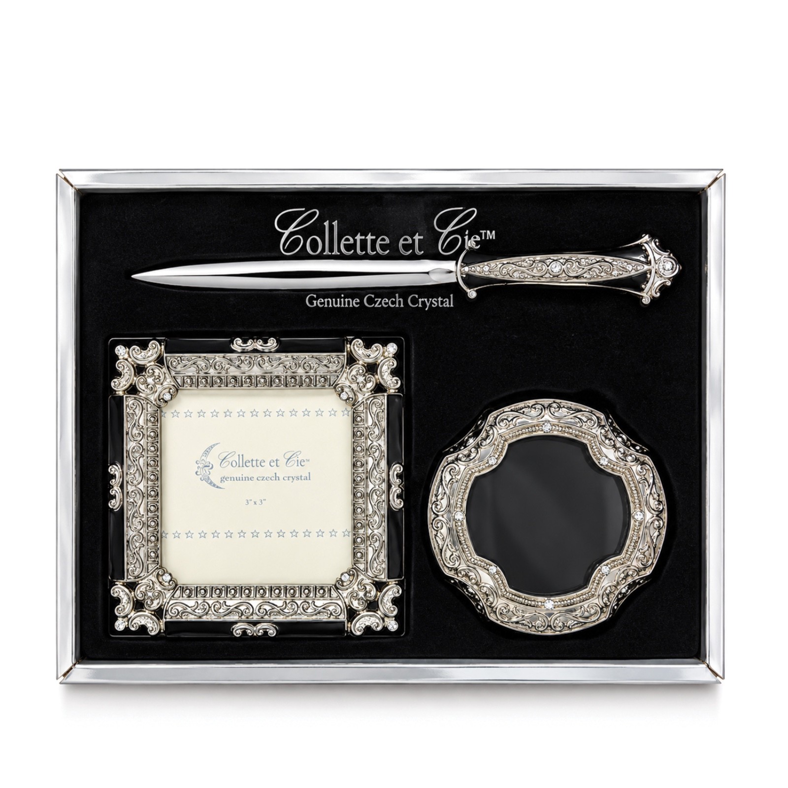 Collette et Cie 3pc Desk Gift Set Czech Rhinestone NOS Sealed in Box