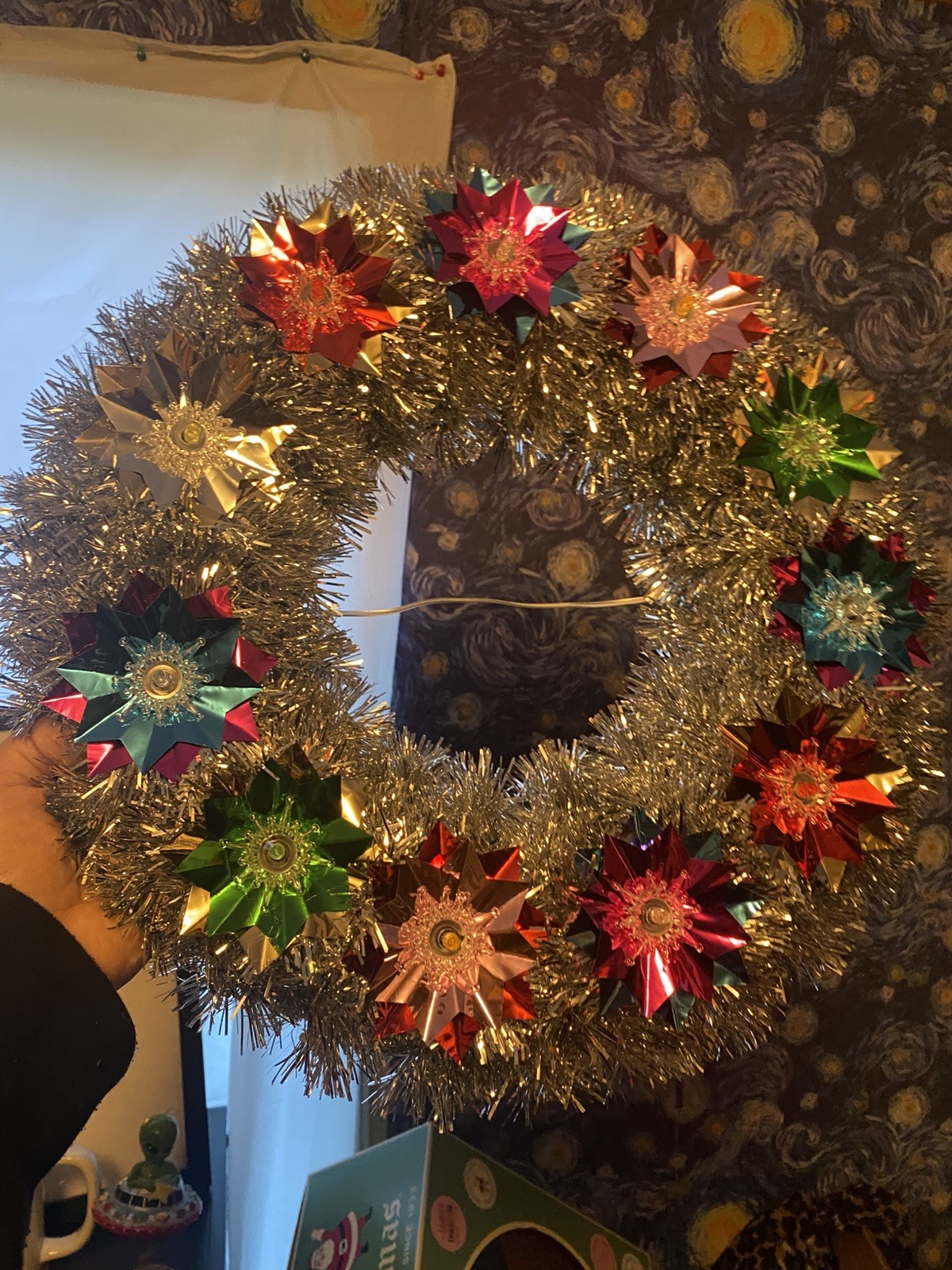 Mr Christmas 16” Tinsel Wreath Viral TikTok Lighted Retro Decor NO MUSIC Mr Christmas 16” Tinsel Wreath Viral TikTok Lighted Retro Decor NO MUSIC