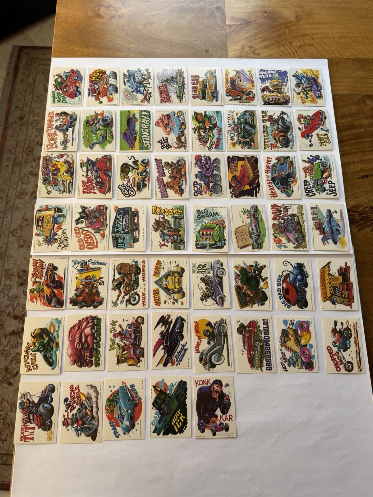 1980 TOPPS WEIRD WHEELS Near Complete set 53 sticker cards like the odd rods