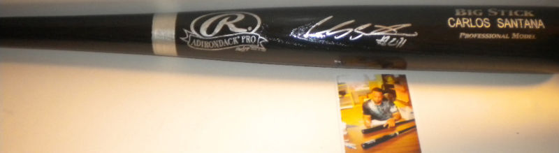 Carlos Santana Royals Indians Autographed Signed Pro Model Bat w/PIC A1