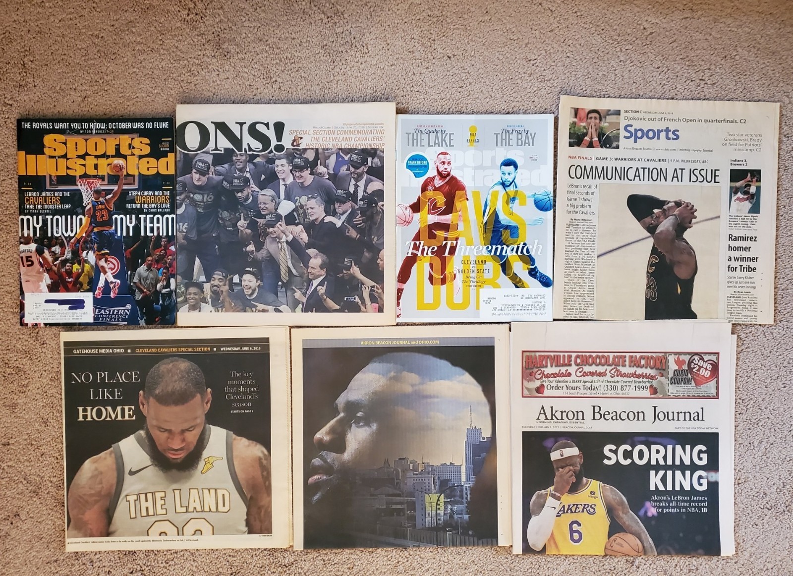 LeBron James seven various newspapers and magazines from 2015 to 2023