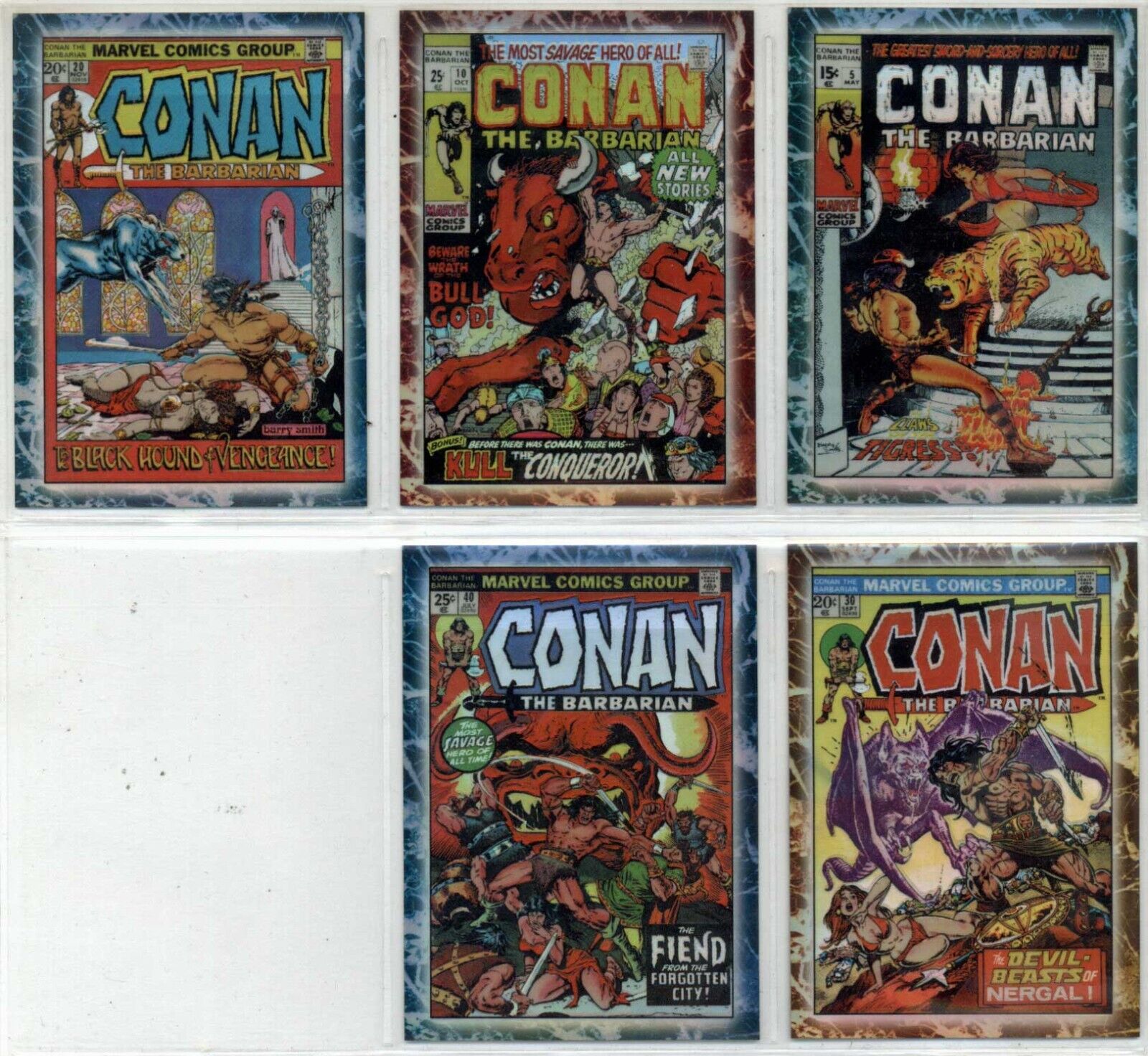 Conan: the Marvel Years - Parallel Holochrome card lot - 5 cards - Damaged