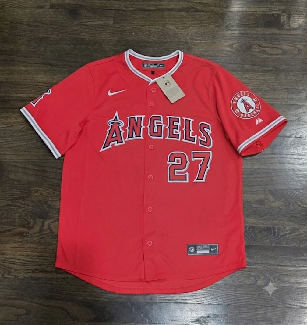 Angels Mike Trout #27 Red Baseball Jersey Men’s Size S-3XL NWT Angels Mike Trout #27 Red Baseball Jersey Men’s Size S-3XL NWT