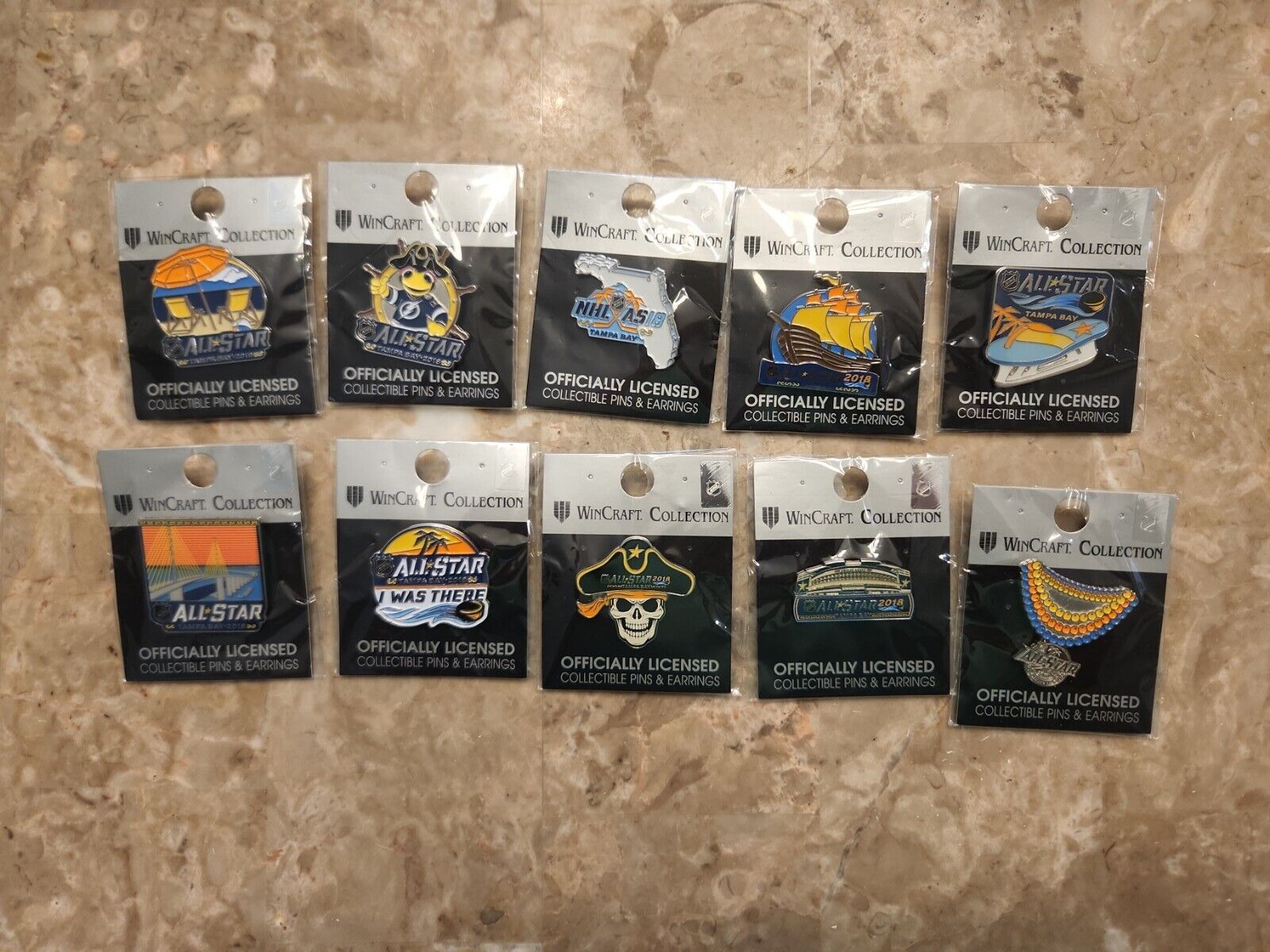 LOT OF 11 DIFFERENT NHL 2018 NHL ALL STAR GAME TAMPA LAPEL PINS WINCRAFT