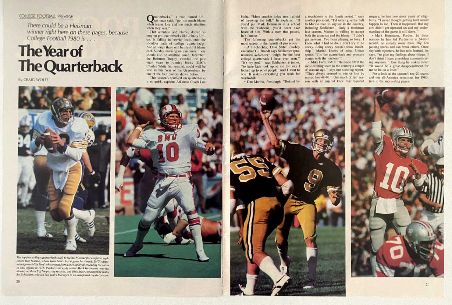 Dan Marino, Mike Ford, Mark Hermann, Art Schlichter Vintage 1980 Mag Article