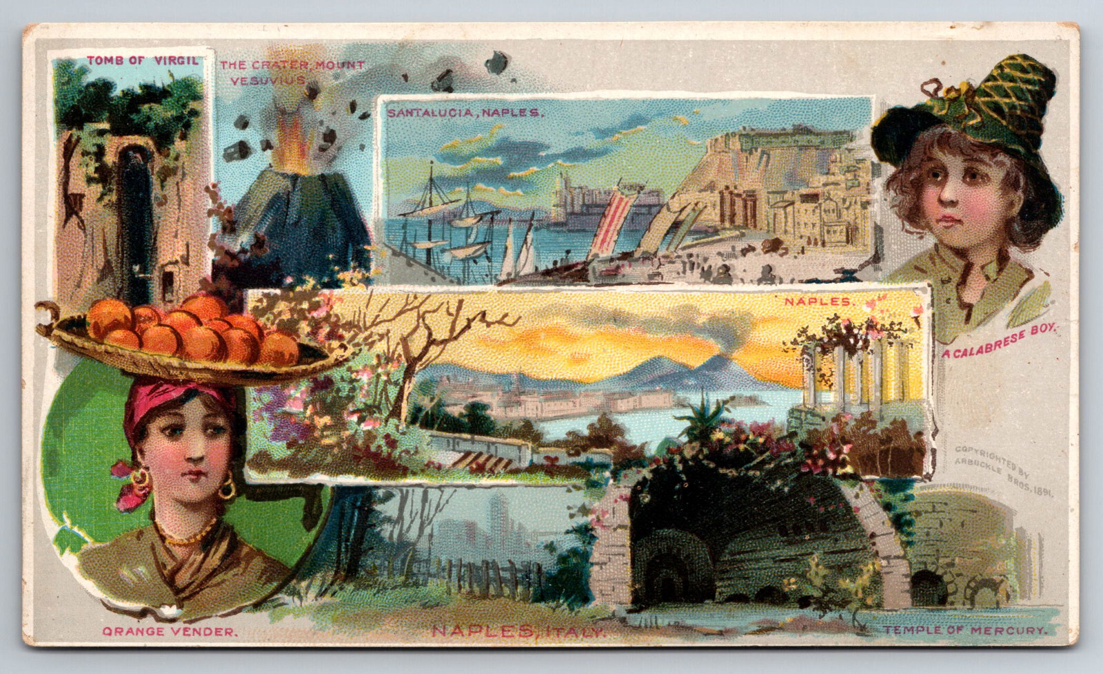 Victorian Trade Card Arbuckel Brothers Coffee Naples Italy Tomb of Virgin ~3345 Victorian Trade Card Arbuckel Brothers Coffee Naples Italy Tomb of Virgin ~3345