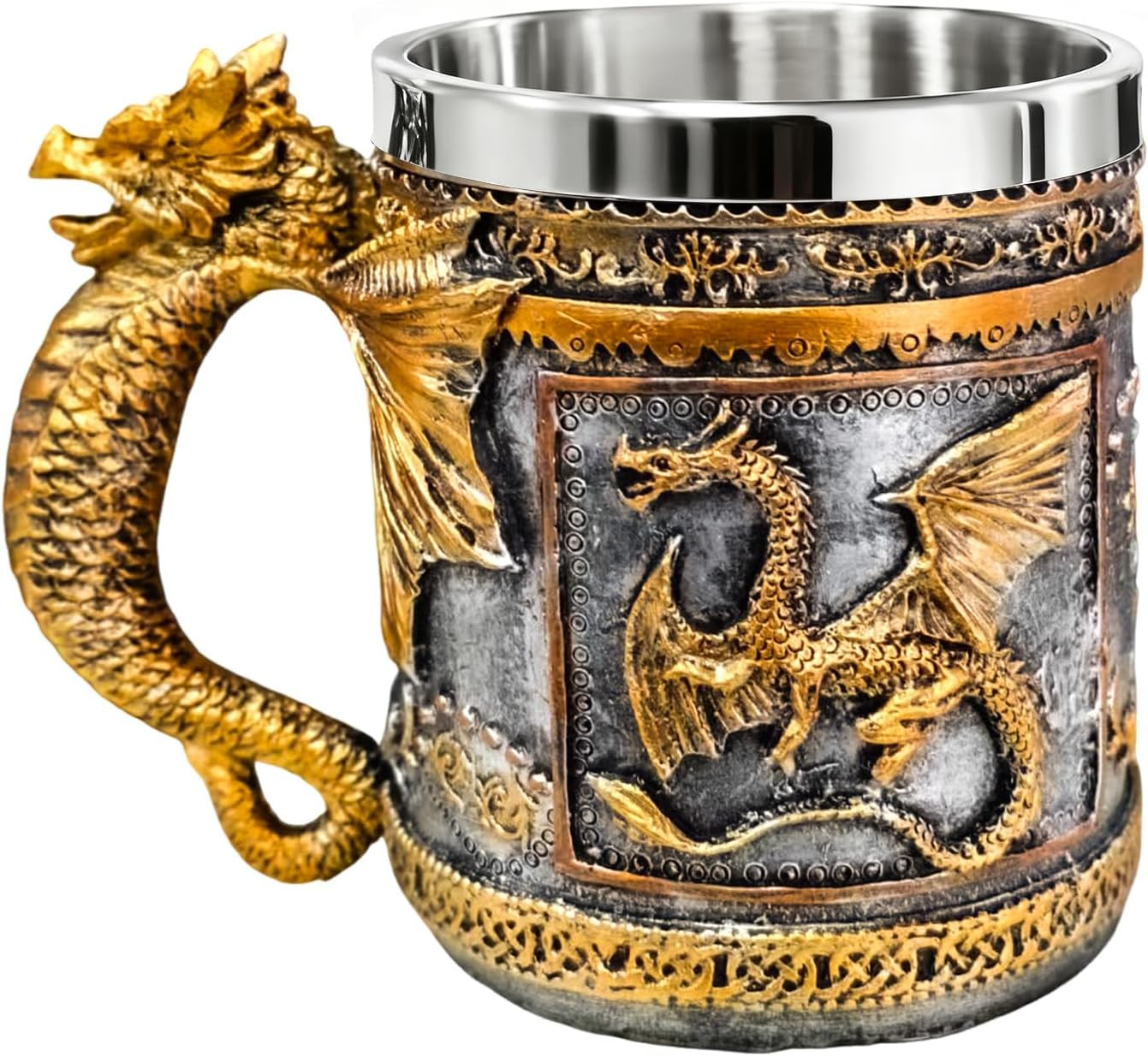 Medieval Roaring Dragon Beer Mug, Dungeons and Dragons Beer Stein Tankard Drink Medieval Roaring Dragon Beer Mug, Dungeons and Dragons Beer Stein Tankard Drink