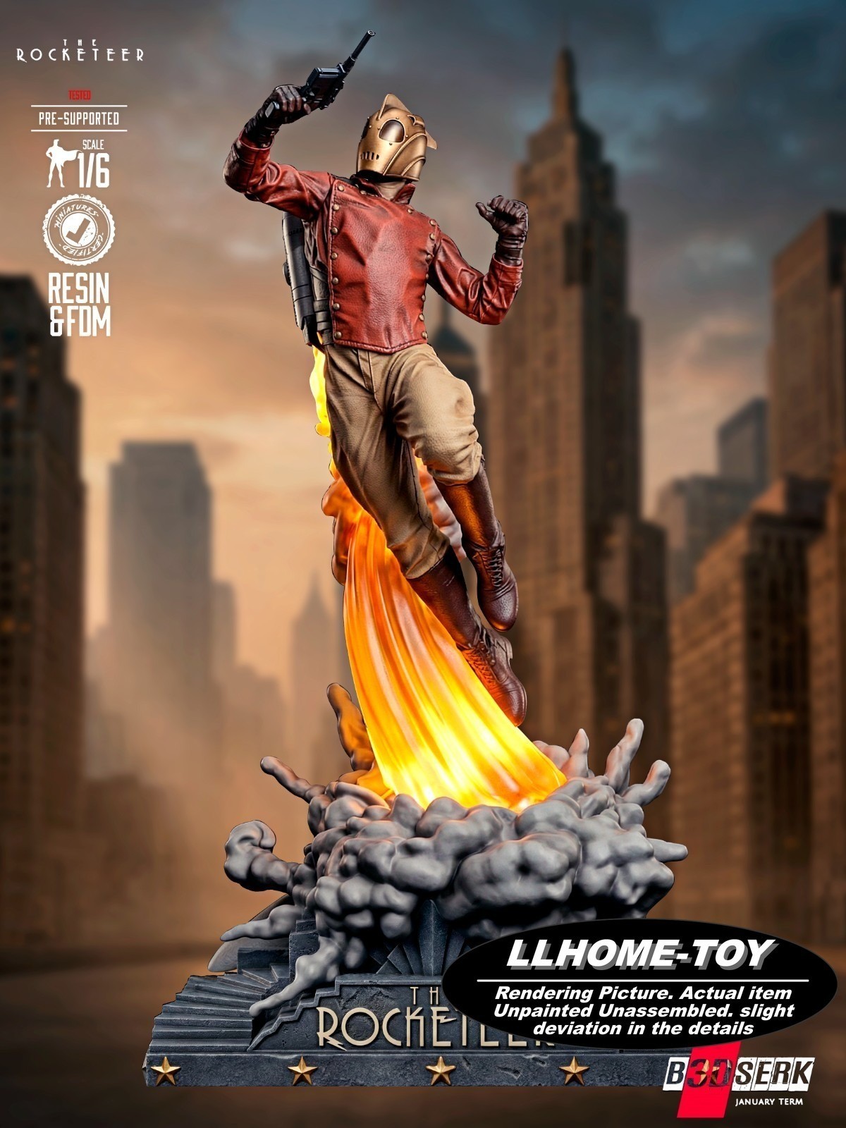 30CM tall Rocketeer 3D Print Model Unpainted Unassembled GK statue Figure