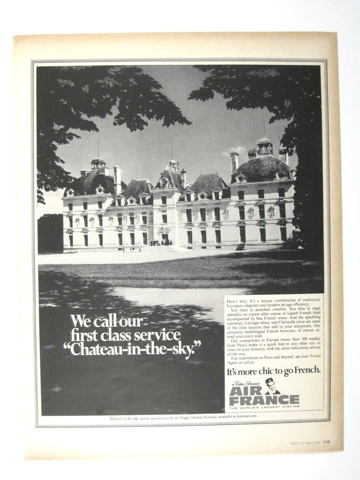 Air France Vintage 1969 Ad Chateau-In-The-Sky First Class Service Travel AD Air France Vintage 1969 Ad Chateau-In-The-Sky First Class Service Travel AD