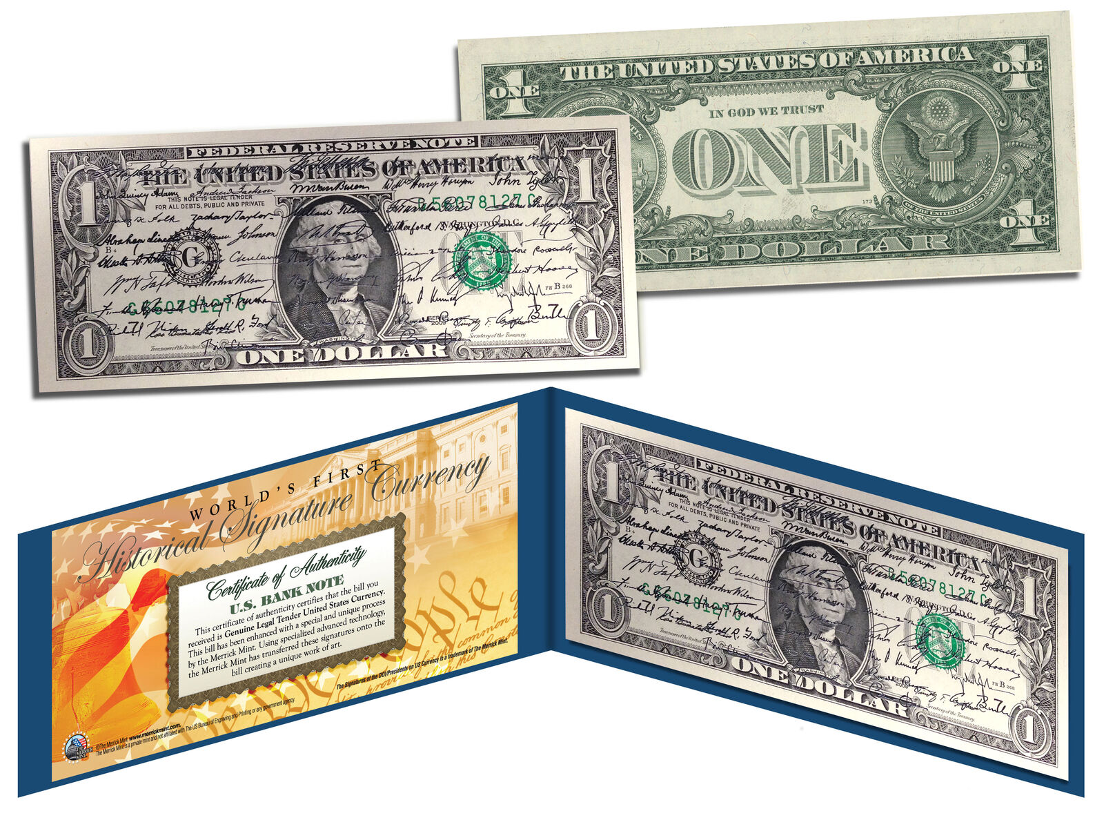 ALL 44 U.S. PRESIDENT SIGNATURES Genuine Legal Tender US $1 Bill *World's First*