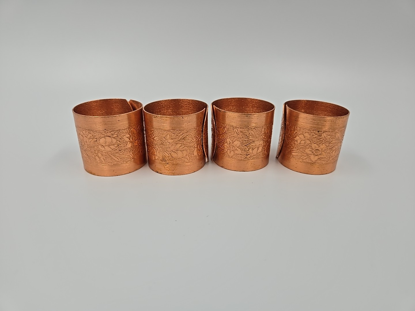 Vintage Embossed Solid Copper Napkin Rings Coppercraft Guild 1 1/2 Vintage Embossed Solid Copper Napkin Rings Coppercraft Guild 1 1/2