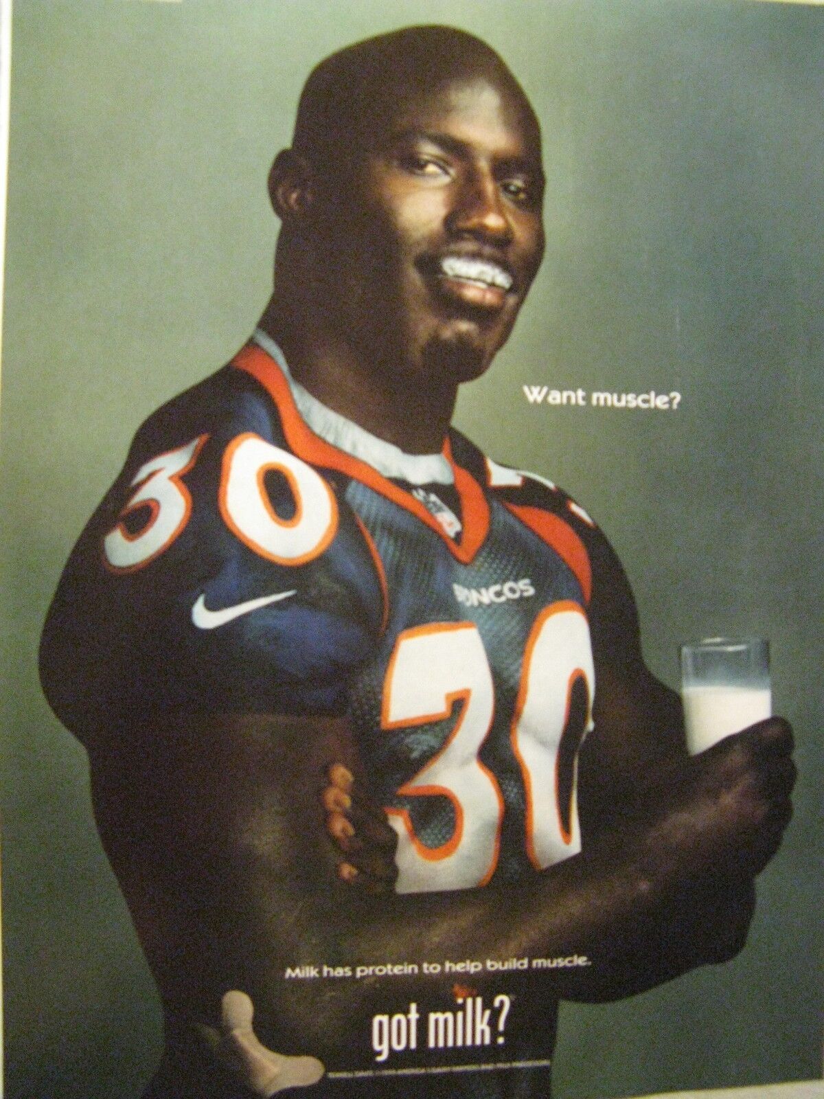 Terrell Davis Denver Broncos 1999 Milk Original Print Ad-8.5 x 11\