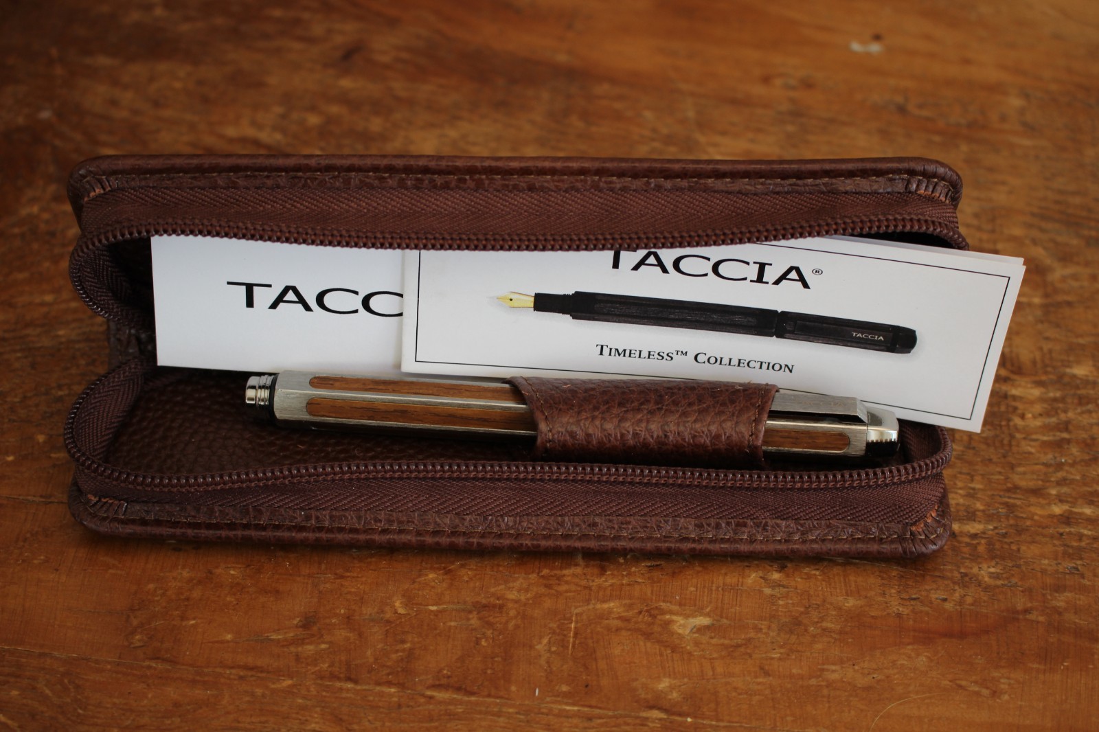 Taccia Timeless Gunmetal Two Tone Stainless Steel Nib Fountain Pen w/ Case Taccia Timeless Gunmetal Two Tone Stainless Steel Nib Fountain Pen w/ Case