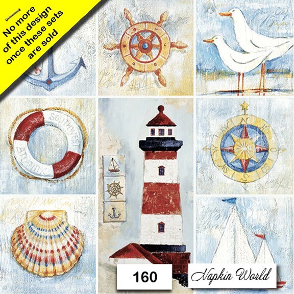 (160) TWO Paper Luncheon Decoupage Art Craft Napkins - SEA THINGS GULLS BEACH (160) TWO Paper Luncheon Decoupage Art Craft Napkins - SEA THINGS GULLS BEACH