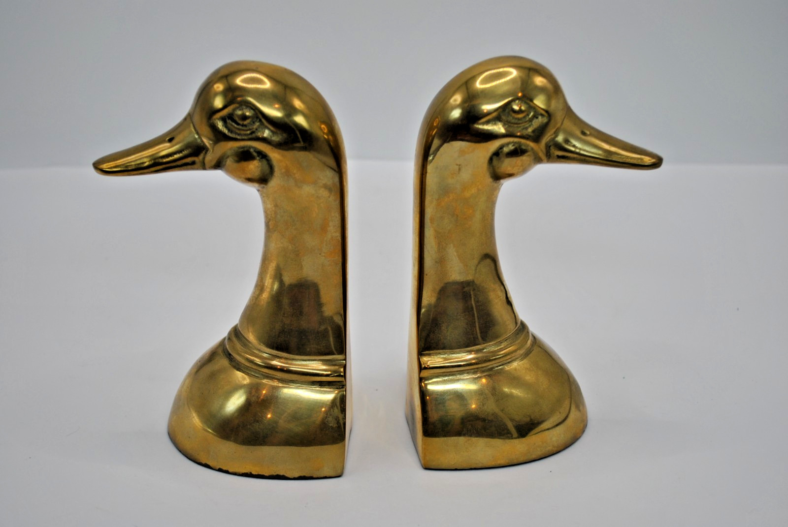 Vintage Set of 2 Solid Brass 6.5” Mallard Duck Head Bookends MCM Korea Vintage Set of 2 Solid Brass 6.5” Mallard Duck Head Bookends MCM Korea