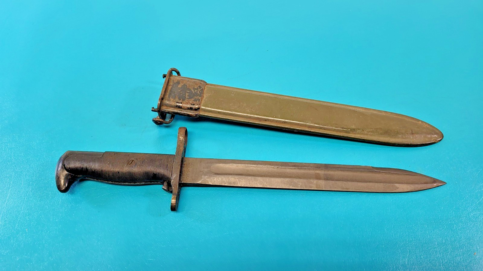 Rare Variant UTICA & PAL 1942 M1 Garand Rifle Bayonet Knife + Scabbard TR1945 Rare Variant UTICA & PAL 1942 M1 Garand Rifle Bayonet Knife + Scabbard TR1945