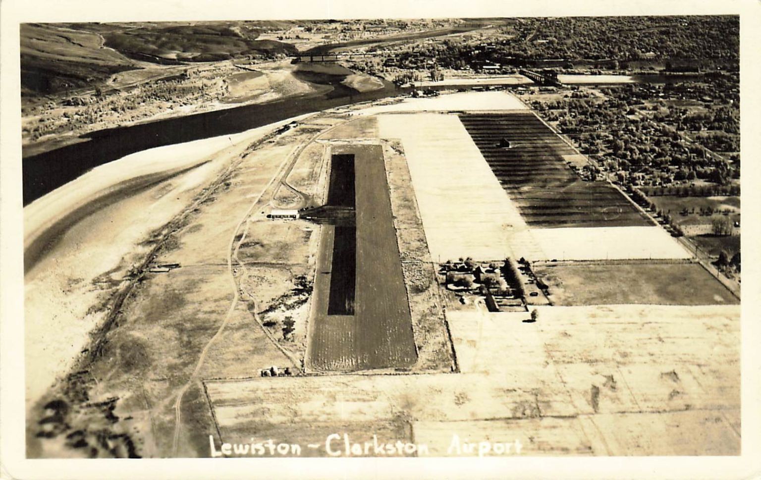 Lewiston Clarkston Airport Aerial View RPPC Postcard Washington Idaho 1940s Lewiston Clarkston Airport Aerial View RPPC Postcard Washington Idaho 1940s