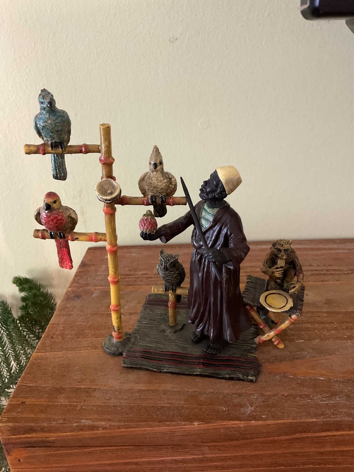 austrian bronze parrot trainer, perfect condition….so detailed austrian bronze parrot trainer, perfect condition….so detailed