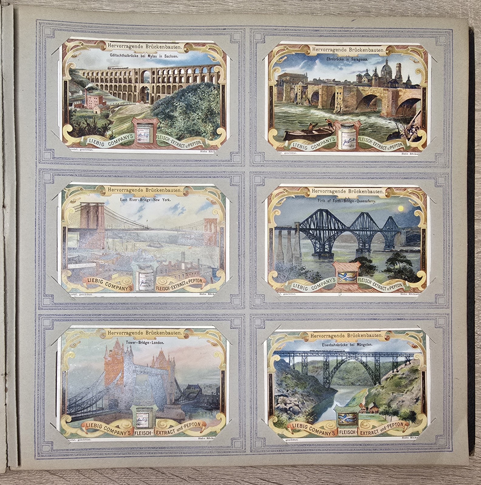 Liebig Collectible Pictures Superb Bridge Buildings Complete Set 6 Cards Circ...