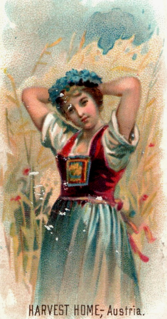 1880s-90s Duke's Cigarettes Harvest Home Austria Holiday Tobacco Card F9
