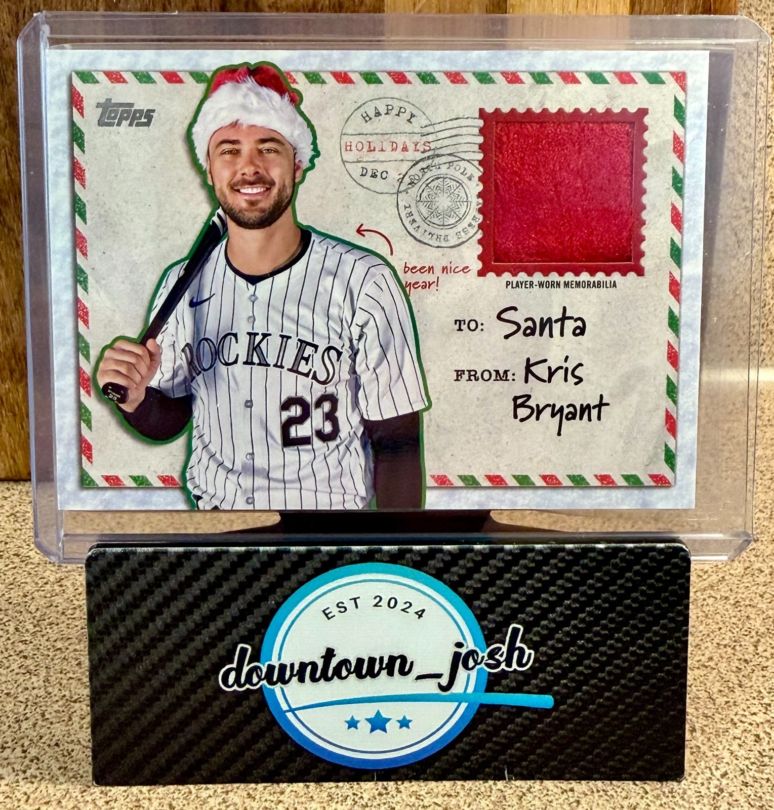 2024 Topps Holiday Kris Bryant #HRC-KB Holiday Relic /75 Colorado Rockies 2024 Topps Holiday Kris Bryant #HRC-KB Holiday Relic /75 Colorado Rockies
