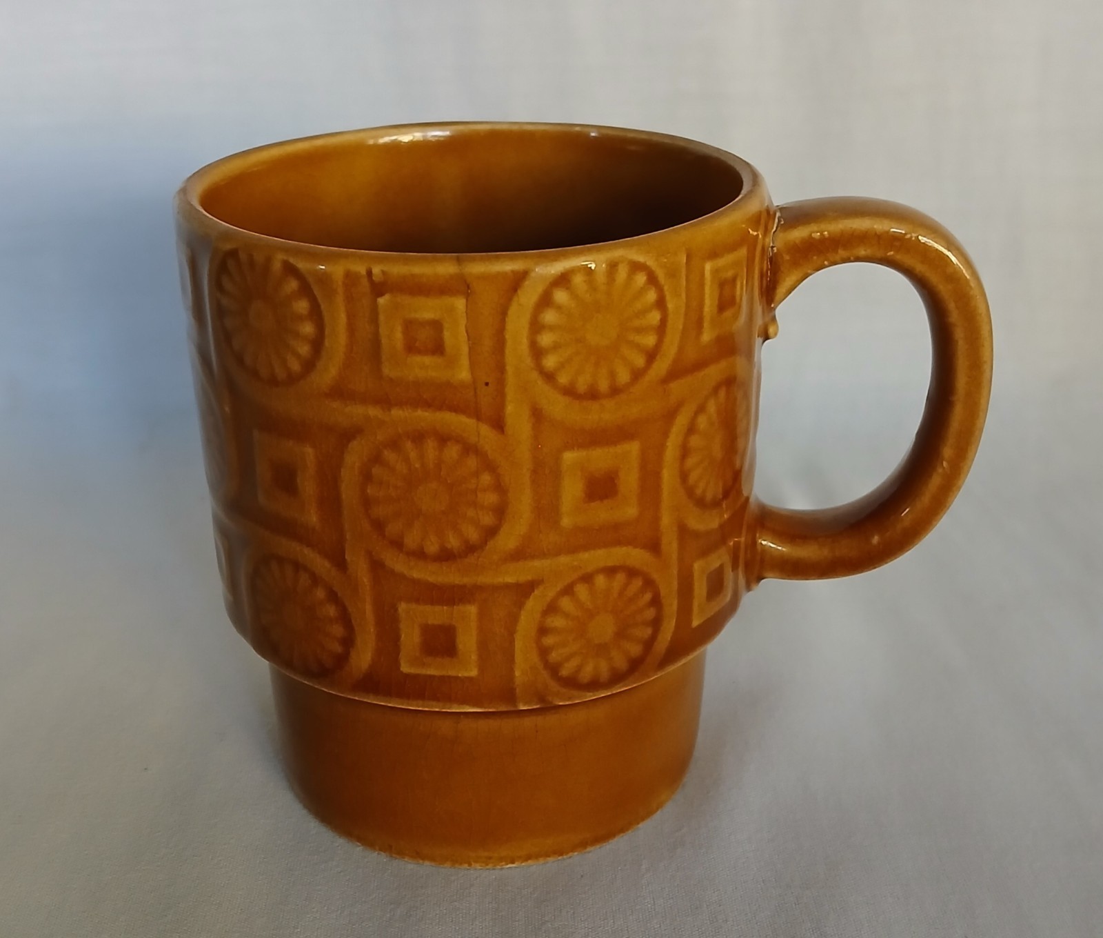 Vtg 1970's Japan Retro Stacking Brown Mug Goemetric Pattern Coffee Cup Tea Mint Vtg 1970's Japan Retro Stacking Brown Mug Goemetric Pattern Coffee Cup Tea Mint