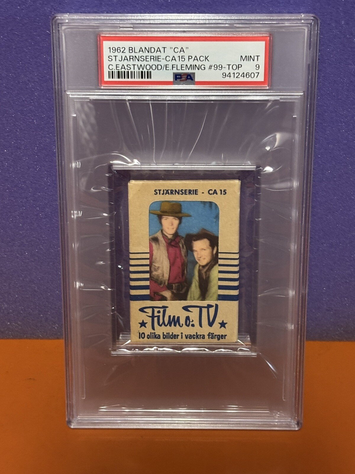RARE 1962 DUTCH UNOPENED GUM PACK - CLINT EASTWOOD/ ERIC FLEMING = PSA 9 MINT RARE 1962 DUTCH UNOPENED GUM PACK - CLINT EASTWOOD/ ERIC FLEMING = PSA 9 MINT