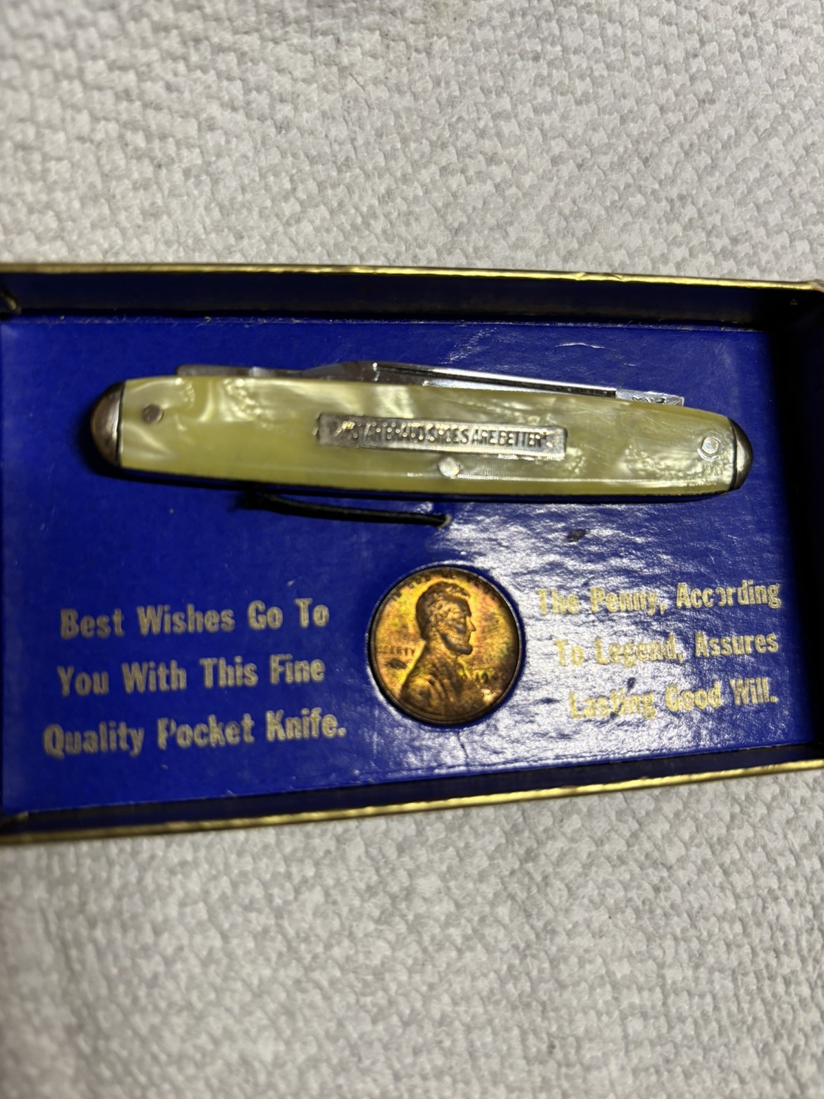 Vintage 1940s Kutmaster Pocket Knife Star Brand Shoes Advertising Gift Set Boxed