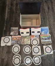 Vintage GAF View-Master Lot 2 Viewers Reels Case Disney Tom Sawyer Scenic USA picture