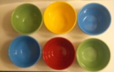 Starbucks 2007 Ice Cream Bowls Set Of 6 Ribbed 12 ounce  Blue Yellow Red & Green picture