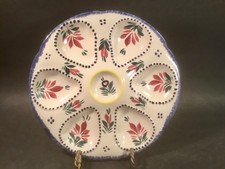Vintage HB Quimper Hand Painted Oyster Plate picture