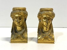 Vintage Brass Ormolu Mounts French Empire Female Figure Caryatid Bust Pair picture