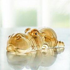HDCRYSTALGIFTS 3'' Crystal Hippo Figurines Collectibles 3.2 x 1.6 x 1.1 inches picture