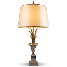 VTG Boulanger Pineapple Palm Lamp Maison Charles Style Brushed Steel Home Decor picture