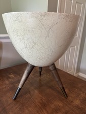 Vintage 1950s Ivory Silver Fiberglass Bullet Planter Tripod Atomic Mid Century picture