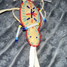 Vintage Hand Beaded Spider Ornament Southwestern Native Style Leather Fringe picture