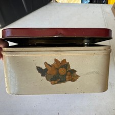 Vintage MCM 1940s 1950s Tin Metal Vented Bread Box Rustic Farmhouse Decor picture
