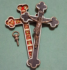 Antique German Reliquary Crucifix Original Pin c. 1920's - 1930's Excellent picture