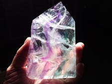 Polished Super Translucent FLUORESCENT FLUORITE Crystal Slice or Slab 323gr picture