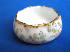 LIMOGES FRANCE D&C ROUND SCALLOPED TOP PORCELAIN OPEN SALT CELLAR, c1894-1910 picture