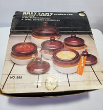 Vintage Brittany Soup & Bean Pots + Soup Tureen 10 Pcs French Onion Soup In Box  picture
