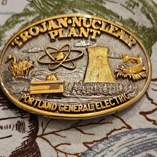 Portland General Electric Trojan Nuclear Plant 2004 Belt Buckle Gold/Silver #30 picture